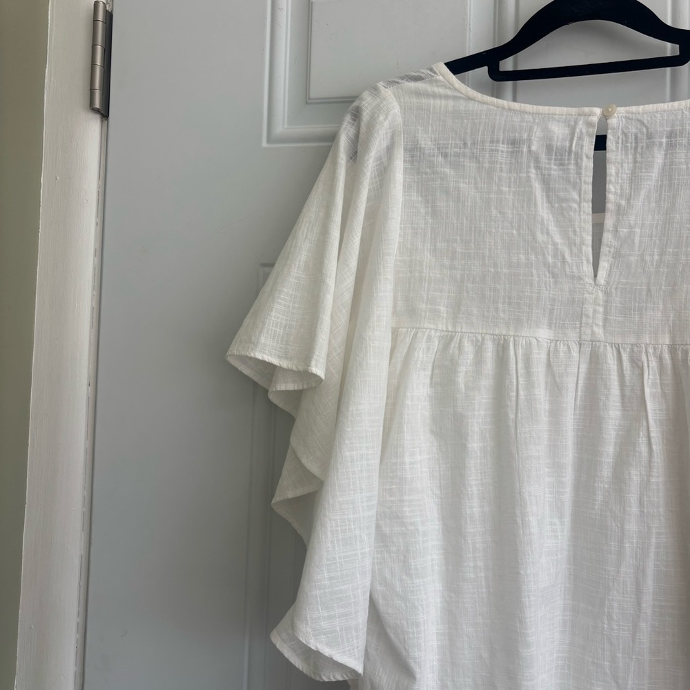 NWT Old Navy White Sheer Flutter Sleeve Dress, Size Medium - Picture 9 of 13